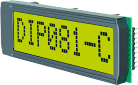 LCD text display, 1 x 8 character, STN, viewing area: 61 x 19 mm, EA DIP081-CHNLED