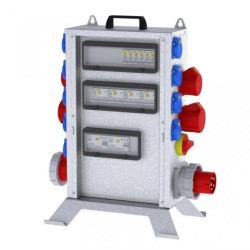 Rozdz. budowlana elTOWER-L W63-012209 IP44 wtyk CEE 63A gn: 9xGK 230V 16A 2xCEE 16A 2xCEE 32A 1xCEE 63A 2xRCCB 6kA 58427012