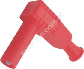 1067-RT Wtyk bezpieczny (tuleja stałą). 4mm kątowy, przyłącze przykręcane, 20A, 1000V=/~, kat.III, czerwony, ELECTRO-PJP, 1067RT