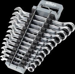 44665 Ring ratchet spanner set, width 8-19, 13 pieces