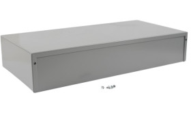 Obudowa Aluminium, stal szerokość zew. 203 mm długość zew. 406 mm wys. zew. 76 mm Hammond Szary