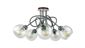 Lampa Sufitowa Nowoczesna 5Xe27 Evie Black/Wood