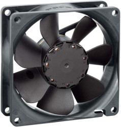 DC axial fan, 12 V, 80 x 80 x 25.4 mm, 78 m³/h, 37 dB, slide bearing, ebm-papst 8412 N/2 GHP
