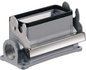 Surface mount housing, size B16, die-cast aluminum, M25, angled, longitudinal bow locking, IP65, 1900170000