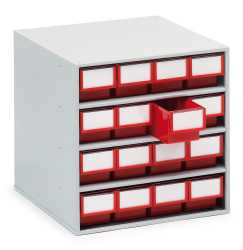Regał szufladkowy, kolor: Czerwony, materiał: Plastik, 395mm x 400mm x 400mm, Treston
