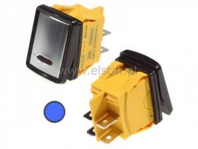 Przycisk stabilny niebieski 30A/250V IP67; srebrny