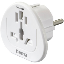 Hama 00223455 Travel adapter Type E and F 3-pole universal white