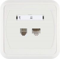Gniazdo tel. poj. 1xRJ11, 4-stykowe + gniazdo komp. poj. 1xRJ45, kat. 5e, 8-stykowe
