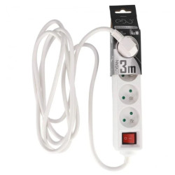 Przedłużacz domowy przenośny LOGAN White 4 - krotny z uziemieniem 3m z włącznikiem EDO777563 EDO