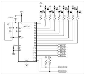 16-Port I/O Expander with LED Intensity Control, Interrupt, and Hot-Insertion Protection