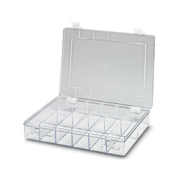 Skrzynka z przegródkami l. przedziałów: 12 szerokość: 335mm wysokość: 55mm Polistyren Przezroczysty