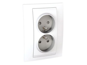 UNICA PLUS Gniazdo podwójne z uziemieniem z przesłonami biel polarna MGU63.069.18 SCHNEIDER ELECTRIC