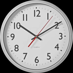 CLWA110WT Wall clock, diameter: 300 mm, plastic, silver/white