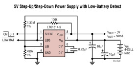 Step-Up/Step-Down Switched Capacitor DC/DC Converters with Low-Battery Comparator