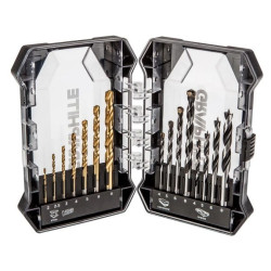 Zestaw wierteł 15 szt. - HSS 2, 2.5, 3, 4, 5, 6, 8 mm, do betonu 4, 5, 6, 8 mm, do drewna 4, 5, 6, 8 55H220