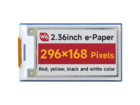 Waveshare 2.36inch E-Paper Module (G), 296 × 168, Red/Yellow/Black/White