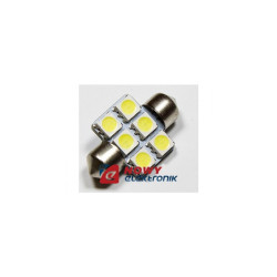 DIODA LED C5W 31mm 6xSMD5050 bia rurka Zam. za żar.samoch.