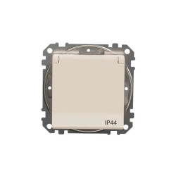 Gniazdo zasilające 2P+PE z przesł. torów pr, zaciski bezgw. IP44, beżowy, Sedna Design i Elements SDD212014