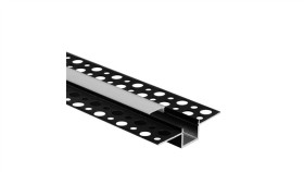 Profil Gp02 Podtynkowy Czarny +Klosz Mleczny 2M