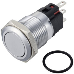 TRU COMPONENTS TC-12647492 Przełącznik wciskany 250 V/AC 3 A 1 x wył/(wł) IP65 zatrzask stal nierdzewna 1 szt.