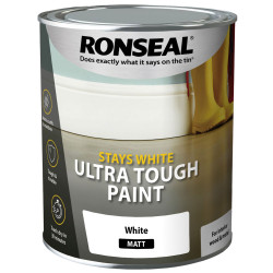 Ronseal 37526 Stays White Ultra Tough Paint Matt White 750ml