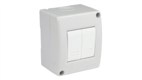 Włącznik Światła Podwójny Naścienny W Obudowie Ip40 Szary M-L 1717