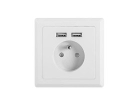 Gniazdo pojedyncze z/u z ładowarką 2xUSB 2,1A AC-WS01-USB2-E