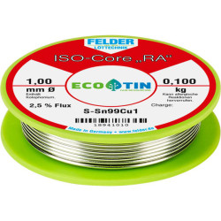Felder 18941010 ISO-Core RA Sn99Cu1 Lead-Free Solder 0.100kg 1mm Reel