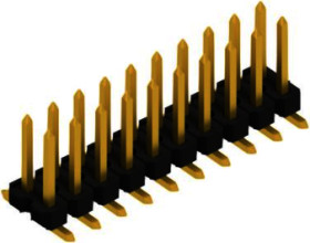 Pin header, 30 pole, pitch 2.54 mm, angled, black, SLLP6SMD06630SSMPS