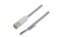 Złącze Okrągłe M12 Żeńskie Proste Ekranowane Z Wolnym Końcem Przewodów 5Pin...