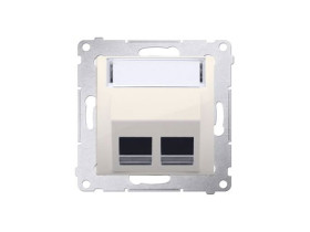 SIMON 54 Pokrywa gniazd teleinformatycznych na Keystone skośna 2 podwójna z polem opisowym (moduł) kremowy DKP2S.01/41 KONTAKT S