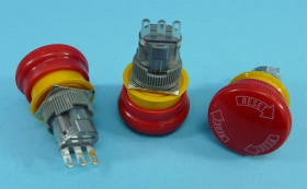 PRZYCISK BEZP.'GRZYBEK' 30mm NO/NC RED