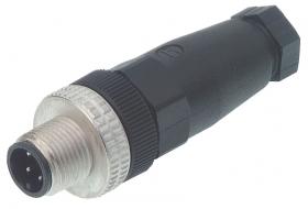 ELST 4012PG7, M12, 4 styki, złącze męskie (wtyk) proste, dławik PG7 (4-6mm), nakrętka metalowa, Hirschmann, 933098100, ELST4012P