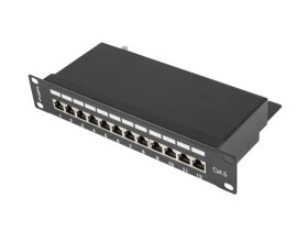 PATCH PANEL 12 PORT 1U 10 EKRANOWANY KAT.6 CZARNY LANBERG