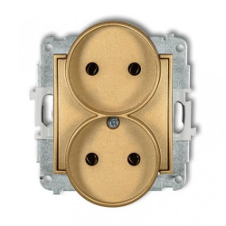 MINI Gniazdo podwójne b/u złote 29MGPR-2