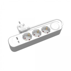 Przedłużacz stały 3x z włącznikiem oraz gniazdami USB A USB C 1,5m schuko PS-370SWS+USBA+USBC/1,5 E W-30006