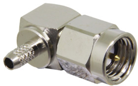 SMA plug 50 Ω, RG-174, crimp connection, angled, CONSMA012