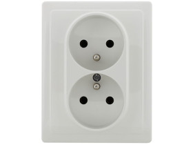 DANTE Gniazdo podwójne z uziemieniem kompletne biały 450436 KOS