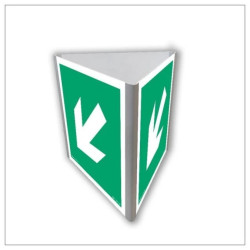 ZNAK - AE806 Kierunek drogi ewakuacyjnej (3D dościenny) 25 x 25 cm PN - Płyta 1mm