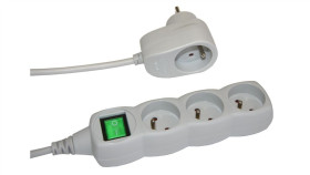 Przedłużacz 3-Gniazdowy, 2M Szary, Międzywtyczka, Z Wyłącznikiem, 3X1,0Mm Owy...