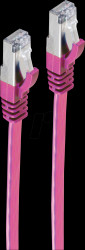 BS75511-SL0.5M patch cable, flat, U/FTP, Cat.7 raw cable, 0,5 m, magenta