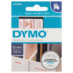 Taśma do drukarek D1 12mm x 7m czerwony/biały S0720550
