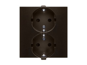 SIMON 54 Gniazdo pojedyncze z uziemieniem schuko z przesłonami podwójne zaciski śrubowe brąz mat DGSz2Z/46 KONTAKT SIMON