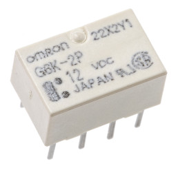 Przekaźnik sygnału, 12V dc, 1 A, DPDT, 2-polowy, montaż PCB, Omron HFD3-V