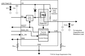 60V-tolerant, 30mΩ 6A single-channel high-side switch