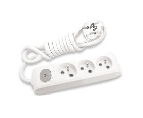 Przedłużacz 3*o z wyłącznikiem i przesłonami 1.5m