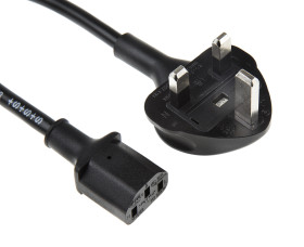 Przewód zasilania złącze A: IEC C13, złącze B: Wtyk brytyjski typu G 5m 10 A 250 V 3 x 1 mm² Czarny