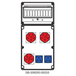Rozdzielnica 3x5x16A 2x3x16A INA=32A IP54 SB-109205-S0110-54