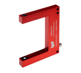 Czujnik ultradźwiękowy widełkowy 100x13x80mm szerokość wideł 74mm 18-30V DC PNP NO złącze M8 IP67 aluminium UG800170