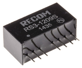 Konwerter DC/DC RS3, Uwe 18V, Uwe 9V, Uwy 9V, Recom 333 mA 3 W -40 °C 85 °C Otwór przelotowy